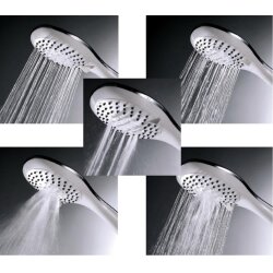 Handbrause 5 Strahlarten – blauer Duschkopf mit Antikalkdüsen, ergonomisch für Dusche und Bad, vielseitig einstellbar