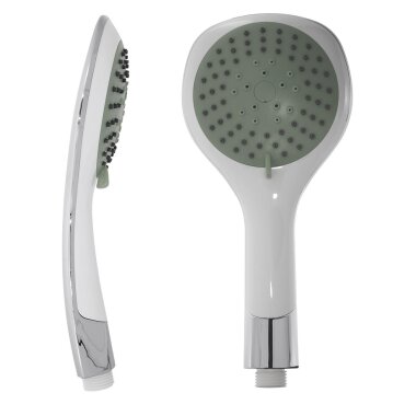 Handbrause 5 Strahlarten – grauer Duschkopf mit Antikalkdüsen, ergonomisch für Dusche und Bad, vielseitig einstellbar