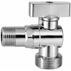 Eckventil ½″×¾″ verchromt – Kugelventil mit Wandrosette für Waschmaschine & Spülmaschine
