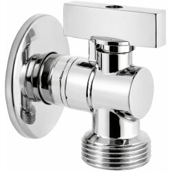 Eckventil ½″×¾″ verchromt – Kugelventil mit Wandrosette für Waschmaschine & Spülmaschine