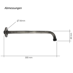 Wandarm / Wandanschluss / Wandausleger für Regendusche - 30 cm - Messing Altmessing