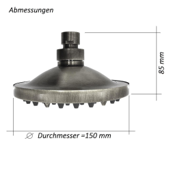 Regenbrause Regendusche Kopfbrause &Oslash; 15 cm mit Wandarm 30 cm Kupfer Altkupfer