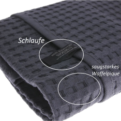 3x Handtuch Gästetuch in Waffelpiqué 100 x 50 cm Baumwolle / Badetuch anthrazit