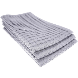 3x Handtuch Gästetuch in Waffelpiqué 50 x 30 cm Baumwolle / Abschminktuch grau