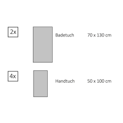 6 teil. Set 4x Handtuch 2x Badetuch / Duschtuch Waffelpiqué Baumwolle anthrazit