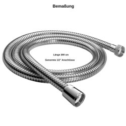Duschschlauch 200 cm Messing verchromt – Universal Brauseschlauch ½" für Dusche & Bad