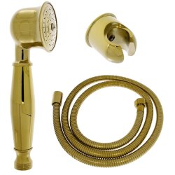 Retro Handbrause Brause Duschkopf aus Messing gold Brauseschlauch Brausehalterung