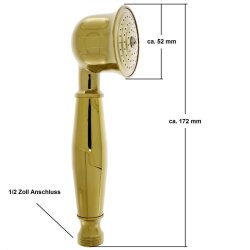 Retro Handbrause Brause Duschkopf aus Messing gold Brauseschlauch Brausehalterung