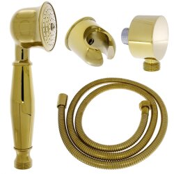 Retro-Handbrause Messing Gold – Massage-Duschkopf mit 1,5 m Schlauch & Halter