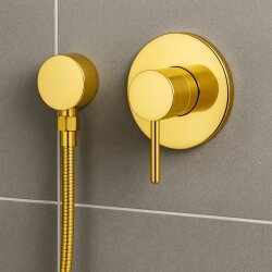 Wandanschlussbogen mit vergoldeter Oberfläche – Gold, Anschluss für Brauseschlauch, stabiler Wandarm für Dusche und Bad