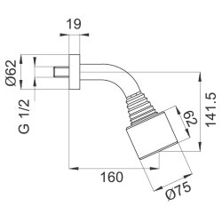 Duschkopf-Set mit Wandarm und flexiblem Kugelgelenk mit Antikalk-System für Profis