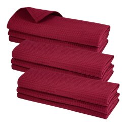 9er Pack Geschirrtücher 70x50 cm – Dunkelrot...