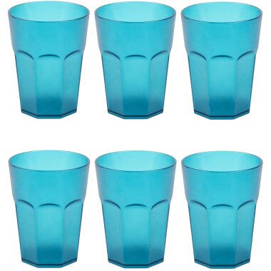 ENGELLAND 6-teiliges Hartplastik Becher Set Türkis 400 ml je Becher, stapelbar, BPA frei, spülmaschinengeeignet