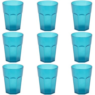 ENGELLAND 9 teiliges Hartplastik Becher Set Türkis 400 ml je Becher, stapelbar, BPA frei, spülmaschinengeeignet