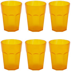 6x Kunststoffbecher Trinkbecher Plastikbecher Trink-Gl&auml;ser Mehrweg 0,4l Orange
