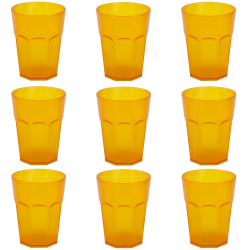 9x Kunststoffbecher Trinkbecher Plastikbecher Trink-Gl&auml;ser Mehrweg 0,4l Orange