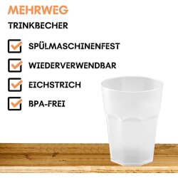 ENGELLAND 9 teiliges Hartplastik Becher Set Orange 400 ml je Becher, stapelbar, BPA frei, spülmaschinengeeignet