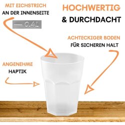 ENGELLAND 9 teiliges Hartplastik Becher Set Orange 400 ml je Becher, stapelbar, BPA frei, spülmaschinengeeignet