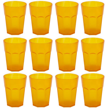 12x Kunststoffbecher Trinkbecher Plastikbecher Trink-Gl&auml;ser Mehrweg 0,4l Orange