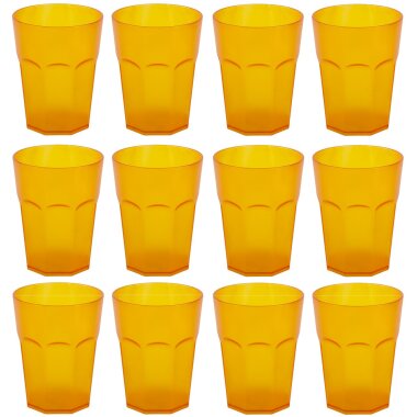 ENGELLAND 12 teiliges Hartplastik Becher Set Orange 400 ml je Becher, stapelbar, BPA frei, spülmaschinengeeignet