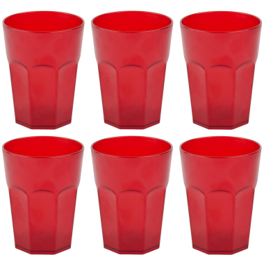 6x Kunststoffbecher Trinkbecher Plastikbecher Trink-Gl&auml;ser Mehrweg 0,4l Rot