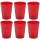 ENGELLAND 6 teiliges Hartplastik Becher Set Rot 400 ml je Becher, stapelbar, BPA frei, spülmaschinengeeignet