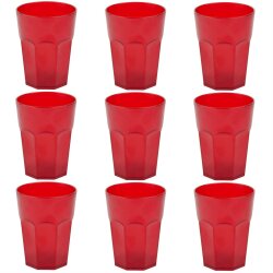 ENGELLAND 9 teiliges Hartplastik Becher Set Rot 400 ml je...