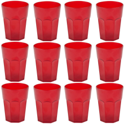 12x Kunststoffbecher Trinkbecher Plastikbecher Trink-Gläser Mehrweg 0,4l Rot