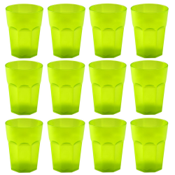 12x Kunststoffbecher Trinkbecher Plastikbecher Trink-Gläser Mehrweg 0,4l Grün