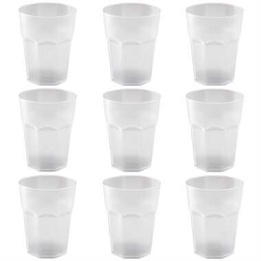 ENGELLAND 9 teiliges Hartplastik Becher Set Weiß 400 ml je Becher, stapelbar, BPA frei, spülmaschinengeeignet