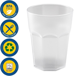9x Kunststoffbecher Trinkbecher Plastikbecher Trink-Gl&auml;ser Mehrweg 0,4l Weiss