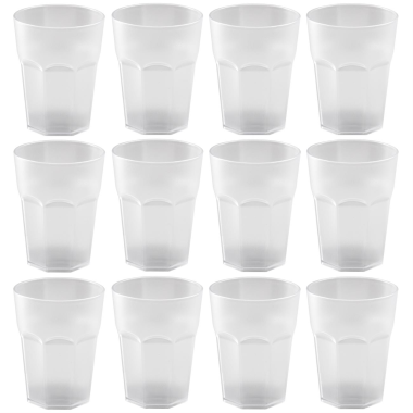 12x Kunststoffbecher Trinkbecher Plastikbecher Trink-Gläser Mehrweg 0,4l Weiss