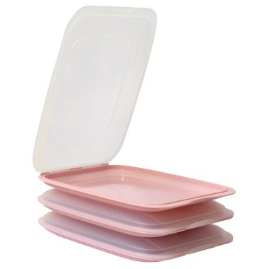 ENGELLAND Aufschnittboxen 3er Set – Praktische Frischebehälter in Rosa, Ordnung und Frische für Ihre Küche