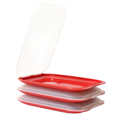 3x Stapelbare Aufschnittbox Frischhaltedose Wurst Behälter Aufschnittdose Rot
