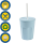 Kunststoffbecher mit Deckel Blau Trinkbecher Party-Becher Plastik Trink-Gläser Mehrweg 0,25l