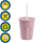5x Kunststoffbecher mit Deckel Rosa Trinkbecher Party-Becher Plastik Trink-Gläser Mehrweg 0,25l
