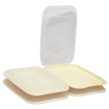 ENGELLAND 4 teiliges Aufschnittbox Set Beige | Stapelbare, mikrowellen  & gefriergeeignete Frischhalteboxen, BPA frei