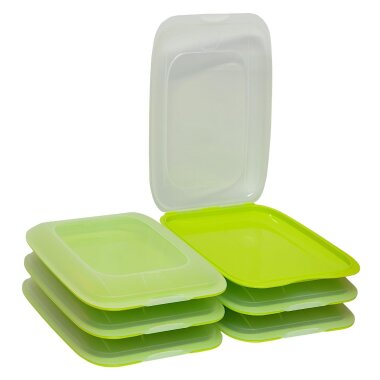 ENGELLAND 6 teiliges Aufschnittbox Set Grün | Stapelbare, mikrowellen  & gefriergeeignete Frischhalteboxen, BPA frei