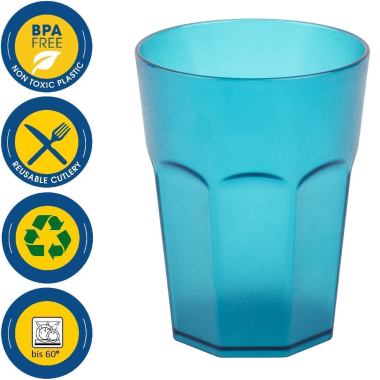 5x Kunststoffbecher Türkis Trinkbecher Party-Becher Plastik Trink-Gläser Mehrweg 