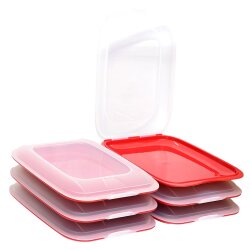 ENGELLAND 6 teiliges Aufschnittbox Set Rot | Stapelbare,...