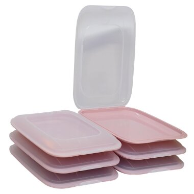 ENGELLAND 6 teiliges Aufschnittbox Set Rosa | Stapelbare, mikrowellen  & gefriergeeignete Frischhalteboxen, BPA frei
