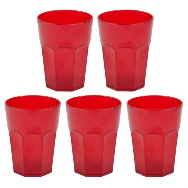 ENGELLAND 5er Set Hartplastikbecher Rot 250 ml – BPA-freie, robuste Mehrweg-Trinkbecher aus Kunststoff, stapelbar und spülmaschinenfest – ideal für Kinder, Party, Camping & Outdoor
