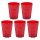 ENGELLAND 5er Set Hartplastikbecher Rot 250 ml – BPA-freie, robuste Mehrweg-Trinkbecher aus Kunststoff, stapelbar und spülmaschinenfest – ideal für Kinder, Party, Camping & Outdoor