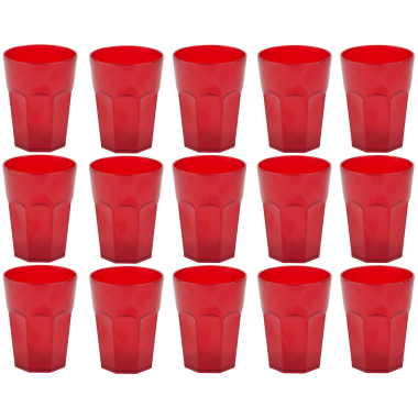 15x Kunststoffbecher Rot Trinkbecher Party-Becher Plastik Trink-Gl&auml;ser Mehrweg 0,25l