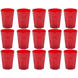 15x Kunststoffbecher Rot Trinkbecher Party-Becher Plastik Trink-Gl&auml;ser Mehrweg 0,25l