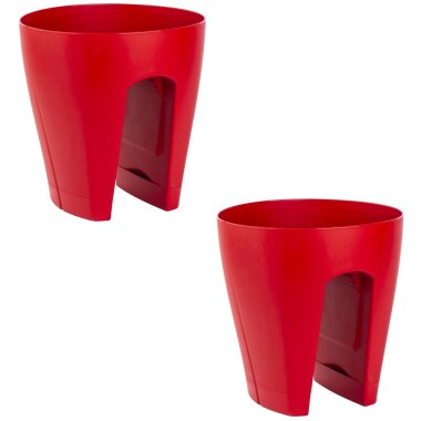 2er-Set Blumenkasten Rot – Geländer Pflanzkasten Balkonkiste zum Aufhängen für Balkon, Terrasse & Garten – wetterfest und pflegeleicht