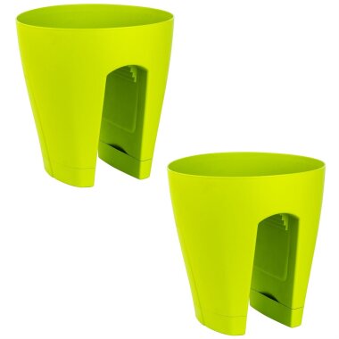 2 x Geländer-Topf Grün – Blumenkasten / Balkonkiste für Balkon & Terrasse ohne Montage