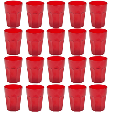 20x Kunststoffbecher Rot Trinkbecher Party-Becher Plastik Trink-Gl&auml;ser Mehrweg 0,25l