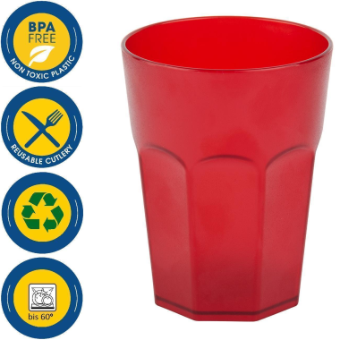 10 Mehrweg-Trinkbecher Rot 0,4 Liter Kunststoff Kunststoffbecher Partybecher 