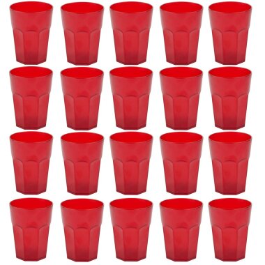ENGELLAND 20er Set Hartplastikbecher Rot 250 ml – BPA-freie, robuste Mehrweg-Trinkbecher aus Kunststoff, stapelbar und spülmaschinenfest – ideal für Kinder, Party, Camping & Outdoor
